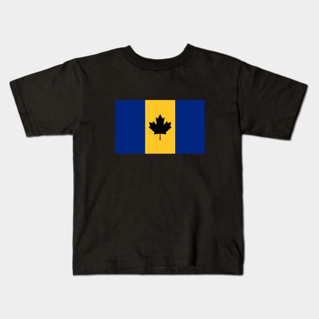 Barbados / Canada Flag Mashup Kids T-Shirt by phneep